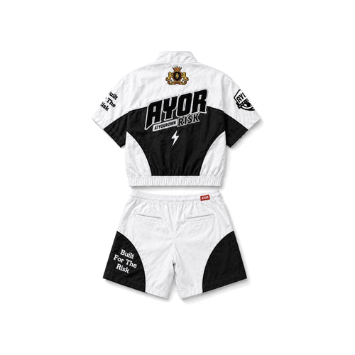 White/Black Risk Takers Windbreaker Shorts - product view 3