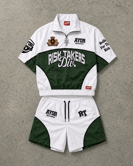 Translation missing: en.White/Forest Green Risk Takers Windbreak Set