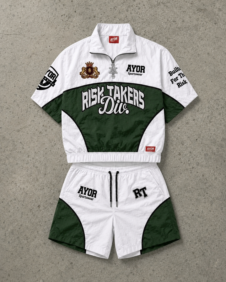 Translation missing: en.White/Forest Green Risk Takers Windbreak Set