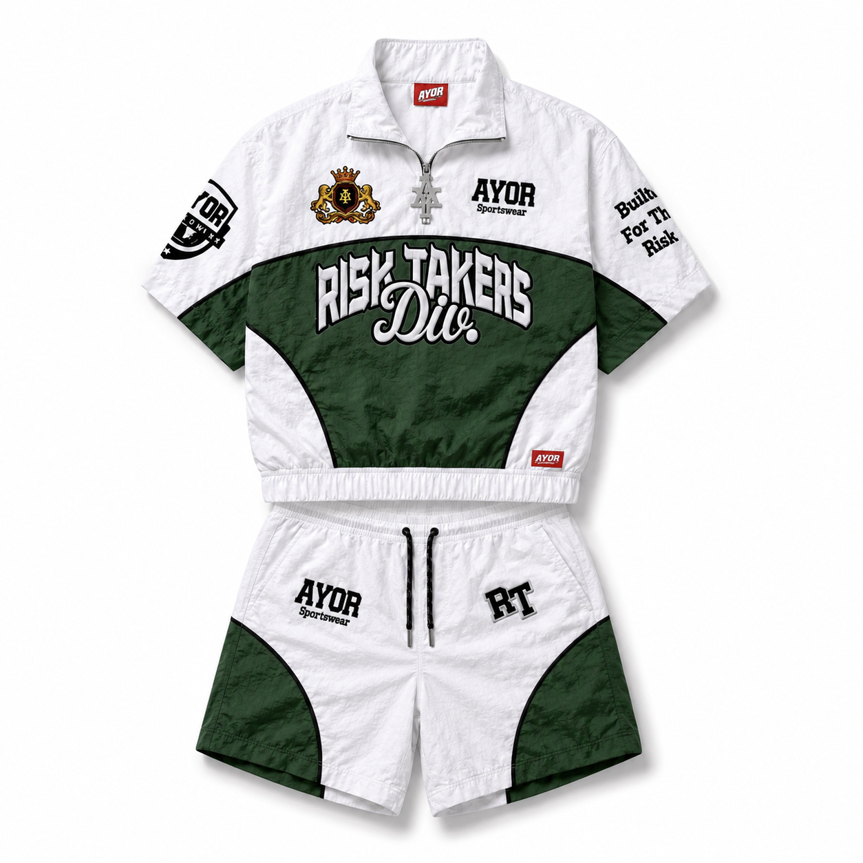 White/Forest Green Risk Takers Windbreak Set