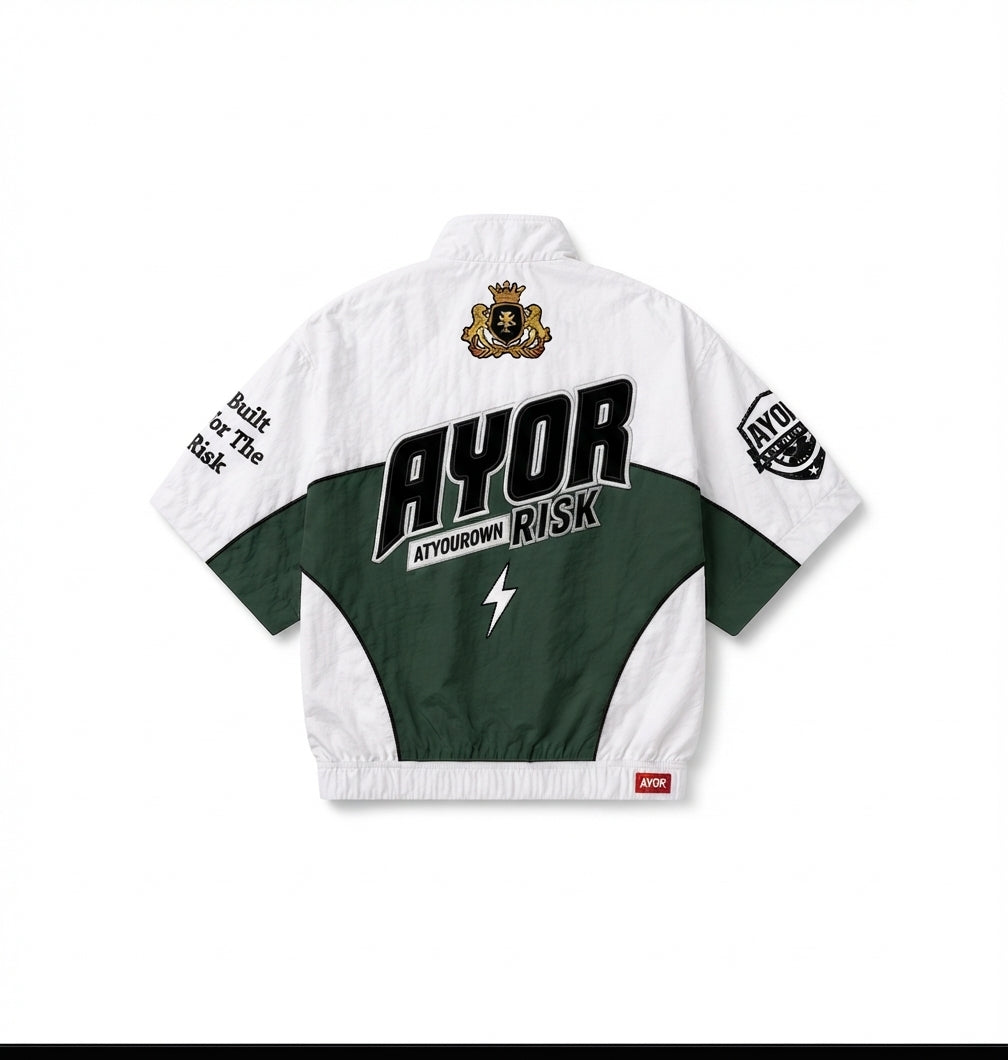 White/Forest Green Risk Takers Windbreak TEE
