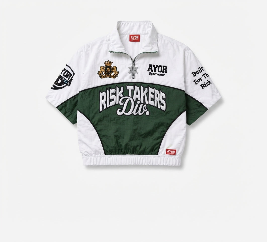 White/Forest Green Risk Takers Windbreak TEE