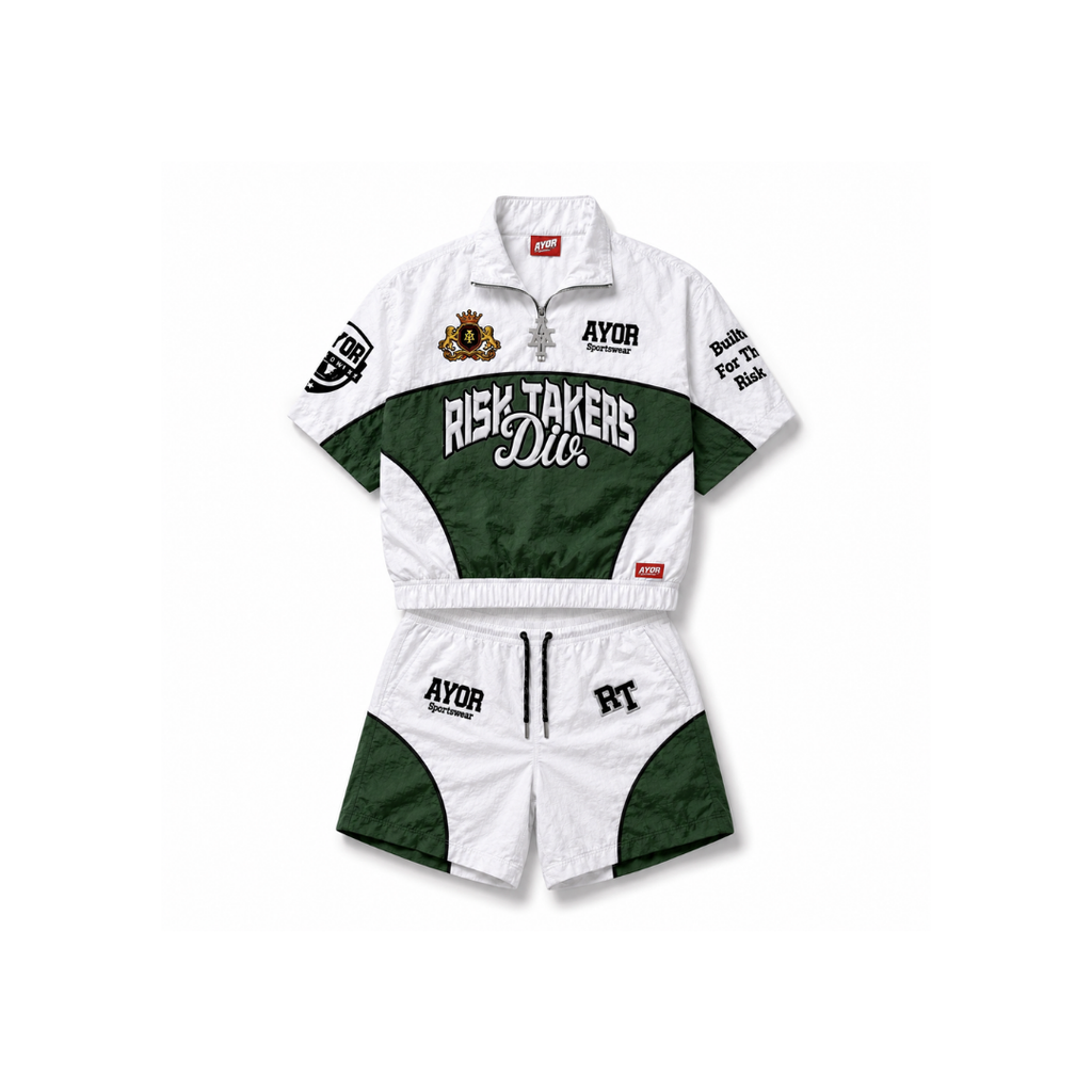 White/Forest Green Risk Takers Windbreak Set