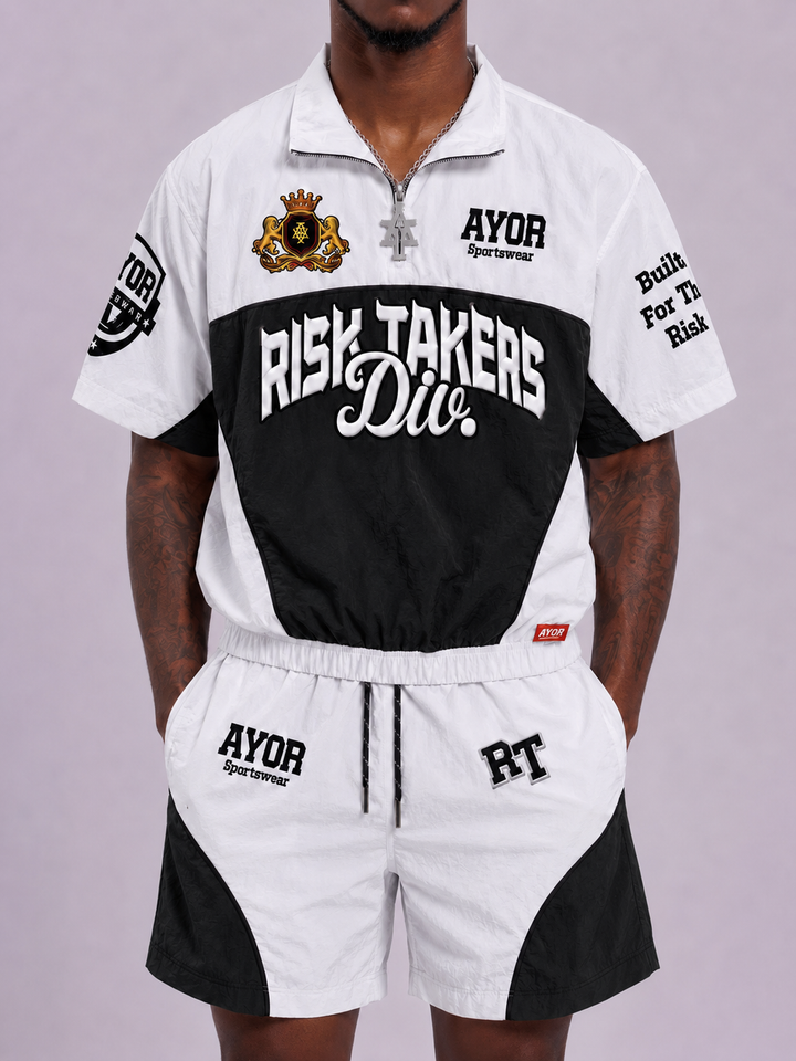 Translation missing: en.White/Black Risk Takers Windbreaker Shorts - product view 5