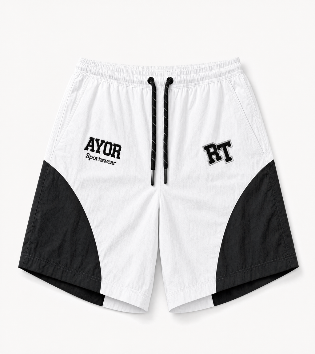 White/Black Risk Takers Windbreak Shorts