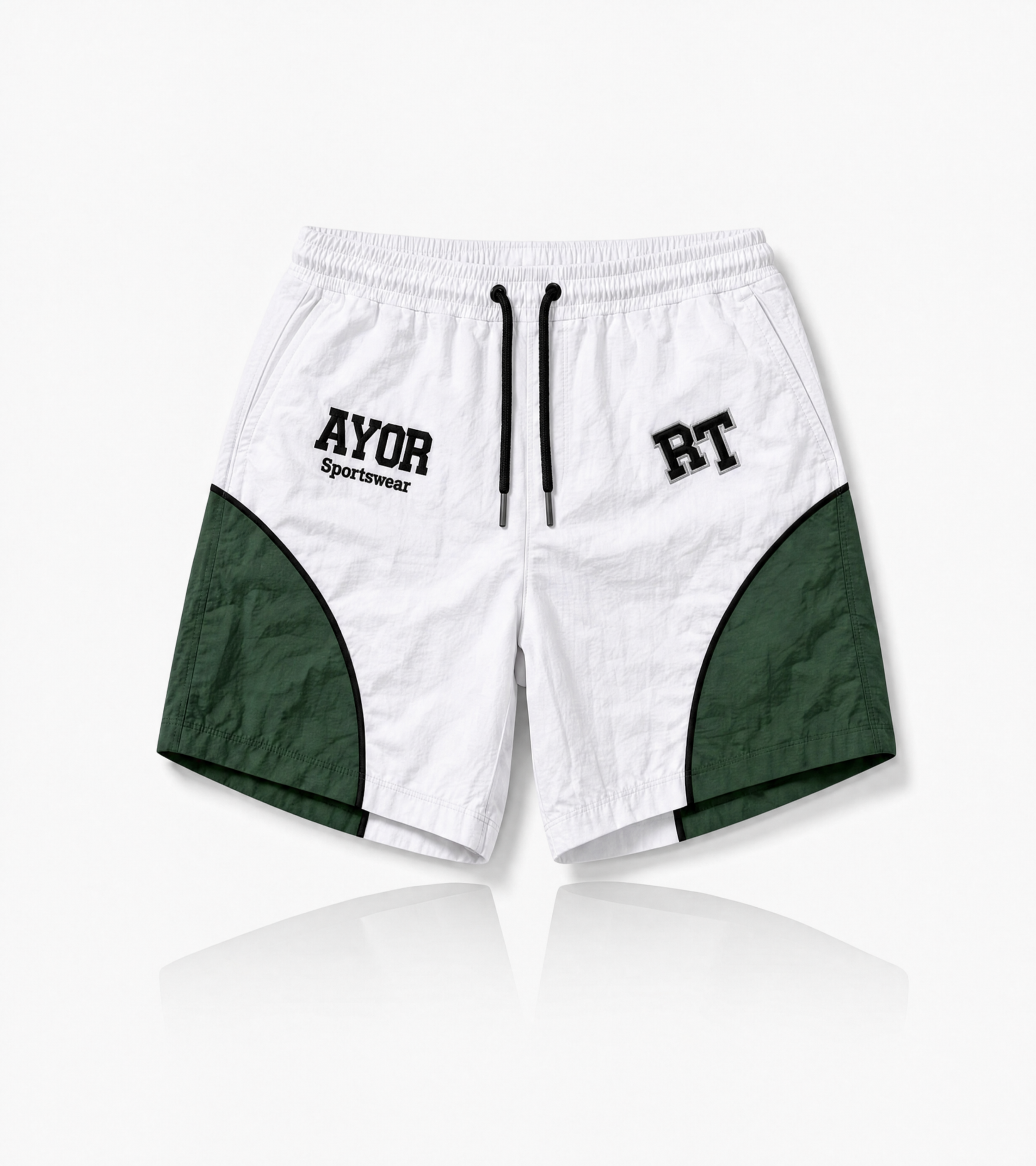White/Forest Green Risk Takers Windbreak Shorts
